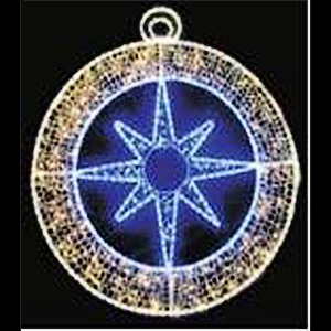Star in a circle, 320 warm white and 324 white and blue LED lights