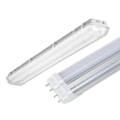 LED tubes with fixtures or rails