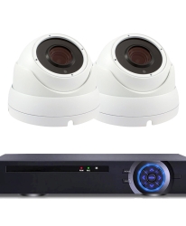 Комплект за видеонаблюдение с 2 Full HD куполни IP PoE камери и NVR