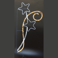 Ornament 3 stars /frame/ - 120 white and blue LED lights - flash effect