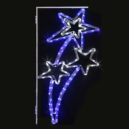 Ornament 3 stars /frame/ - 120 white and blue LED lights - flash effect