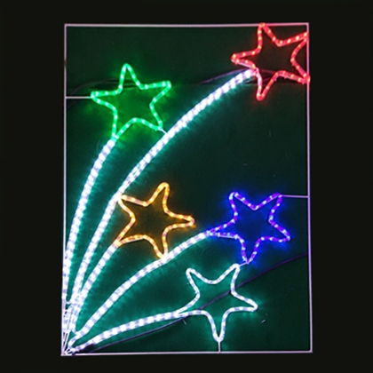 Орнамент 5 звезди (в рамка), 48 многоцветни LED лампички