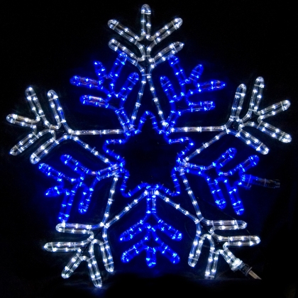 Звезда със снежинка с 288 бели и сини LED лампички