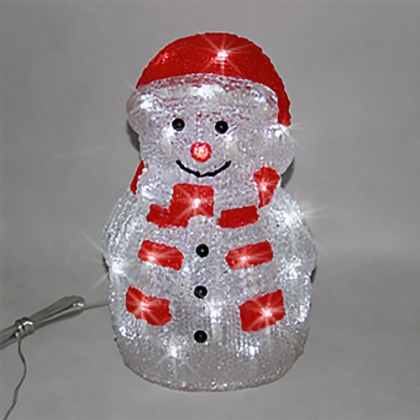 Snowman, acrylic figure - 40 white LED lights