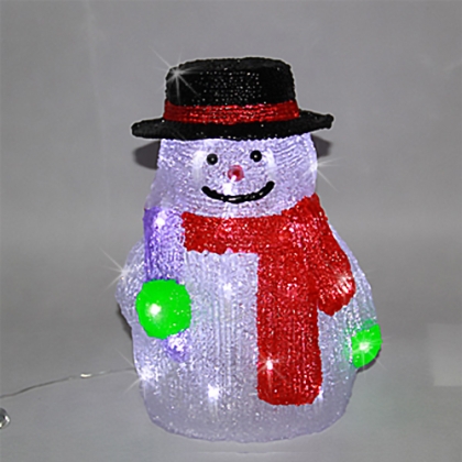Снежен човек, акрилна фигура - 30 бели LED /диодни/ лампички. 