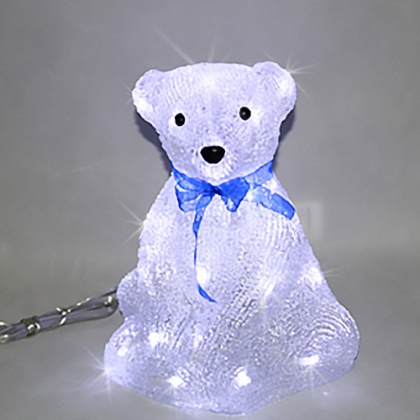 Bear, white, acrylic figure - 40 white LED lights