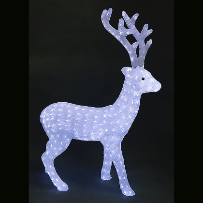 Елен бял, акрилна фигура - 432 бели LED лампички