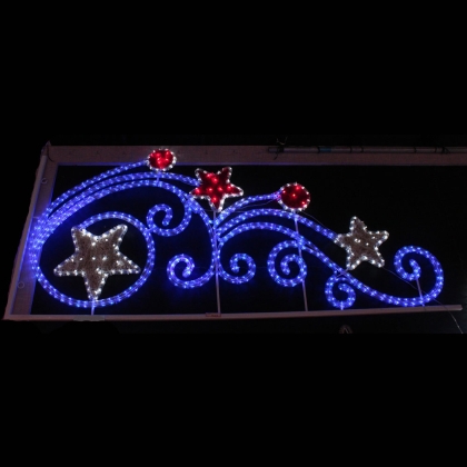 Орнамент звезди и кръгове - 48 сини и 420 бели и червени LED лампички