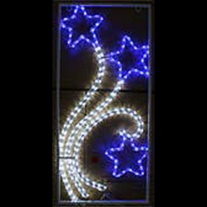 Орнамент 3 звезди - 144 бели и сини LED лампички