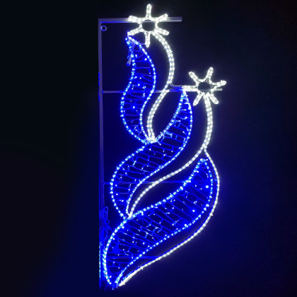 Ornament 3 stars /frame/ - 120 white and blue LED lights - flash effect