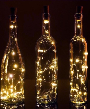 Запушалка за бутилка с 20 броя LED лампички за декорация