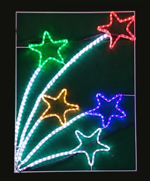 Ornament 5 stars (framed), 48 multi-colored LED lights