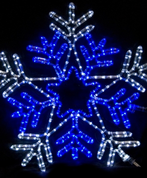 Звезда със снежинка с 288 бели и сини LED лампички