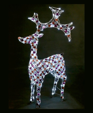 Reindeer bicolor "upright", acrylic figure - 40 white LED lights