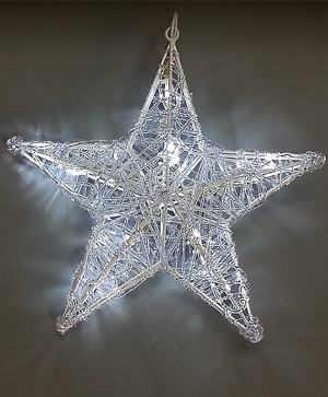 Звезда обемна, силиконова фигура - 16 бели LED лампички
