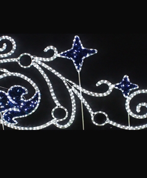 Орнамент звезди и цветя, 58 бели LED и 420 бели LED лампички