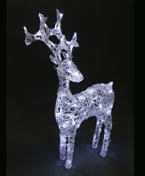 Reindeer transparent "upright", silicone figure - 80 white LED lights