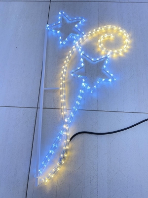 Ornament 3 stars /frame/ - 120 white and blue LED lights - flash effect