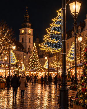 Christmas LED pole decoration with flash effect