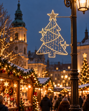 Christmas LED pole decoration with flash effect