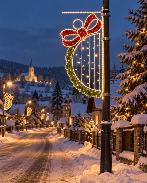 Christmas LED pole decoration with flash effect