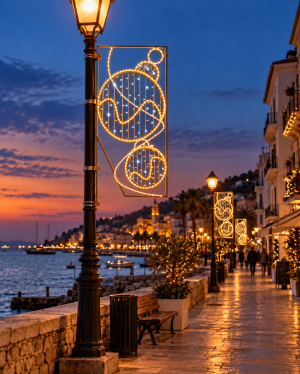Christmas LED pole decoration with flash effect