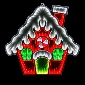 Illuminated LED Christmas decoration "Gingerbread House" with a double-sided 3D Infinity effect