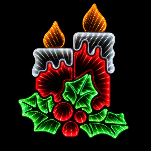 Illuminated LED Christmas decoration "Christmas Candles" with a double-sided 3D infinity effect